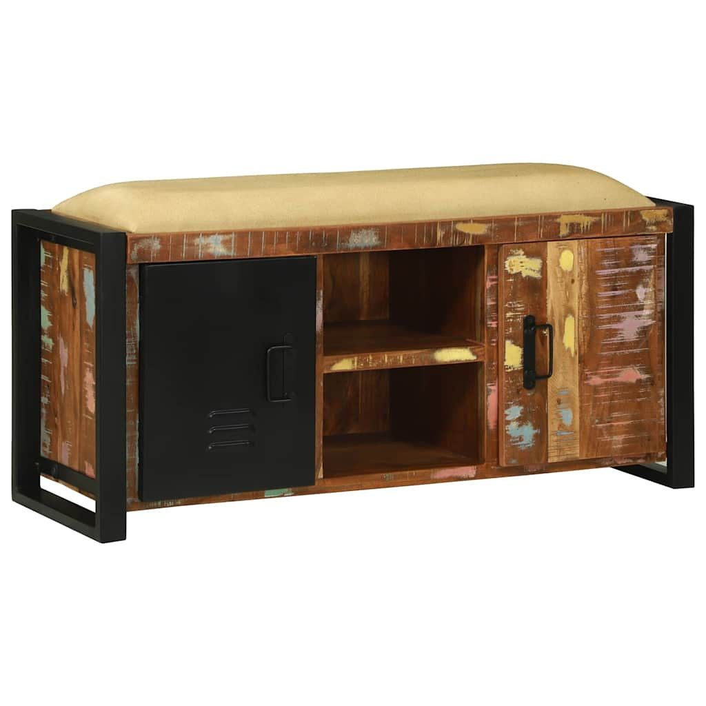 vidaXL Sitzbank Bank Schrank Mehrfarbig 100 x 35 x 50 cm Massivholz Altholz (1-St)