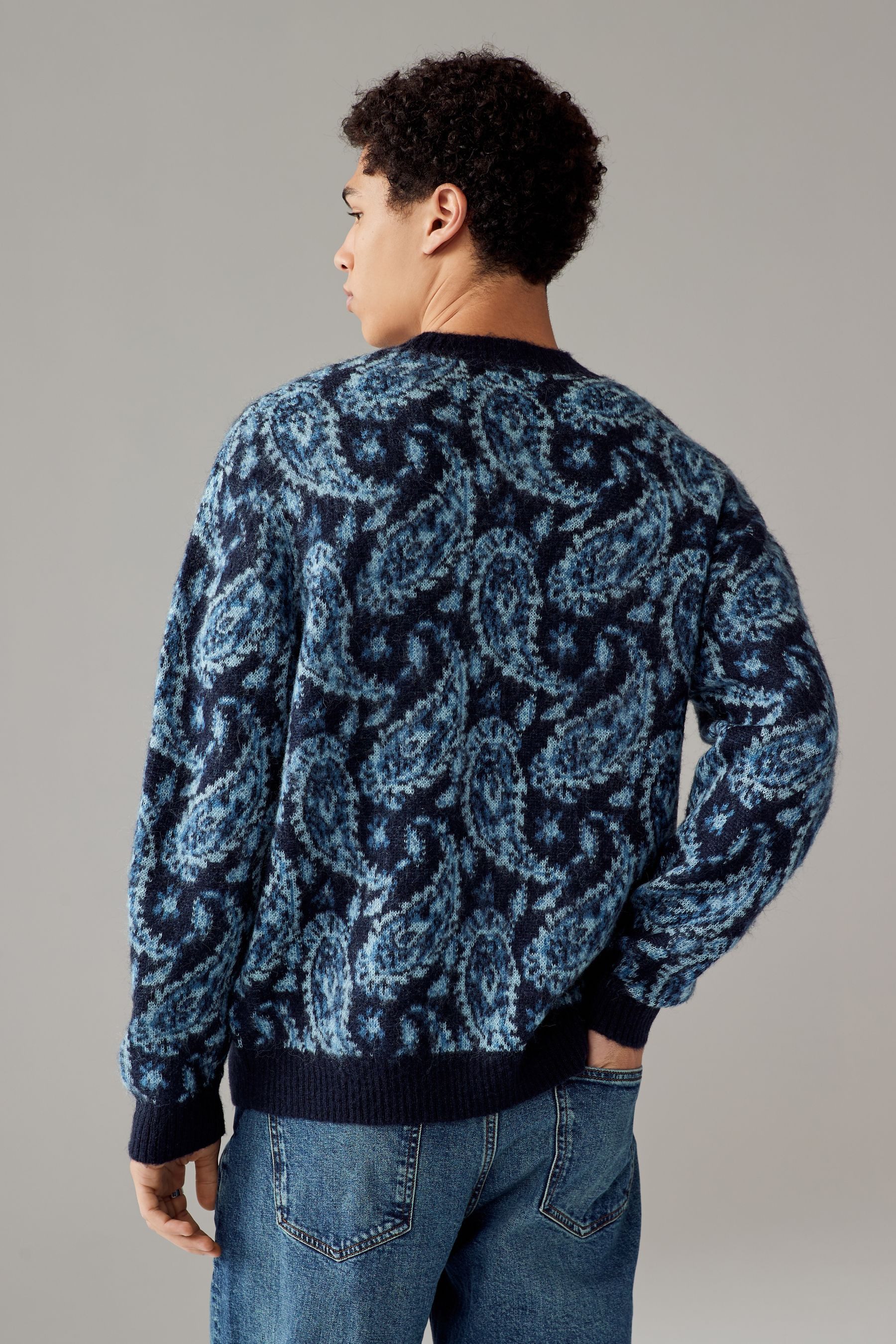 Next Rundhalspullover Angerauter Relaxed Fit Rundhalspullover günstig online kaufen