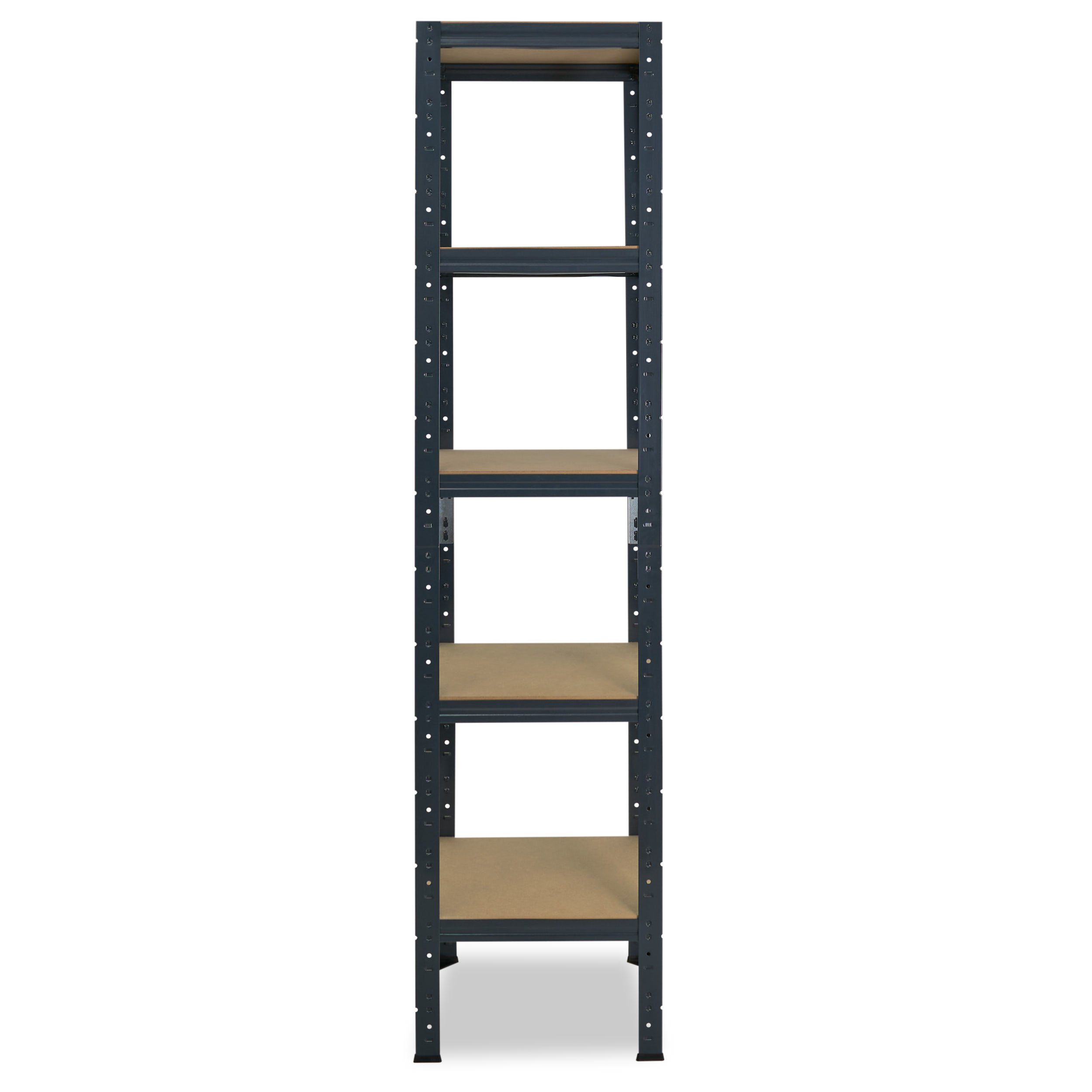 anthrazit, mit 200x60x60cm Kellerregal, Schwerlastregal Metall Garagenregal, als 175kg 5 oder HOME, shelfplaza Steckregal Werkstattregal Tragkraft Lagerregal, Metallregal mit Böden,