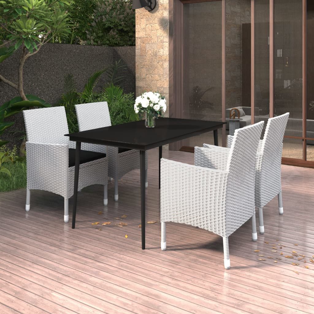 vidaXL Garten-Essgruppe 140 cm Tischlnge 5-tlg Garten-Essgruppe mit Auflagen Polyrattan und Gl