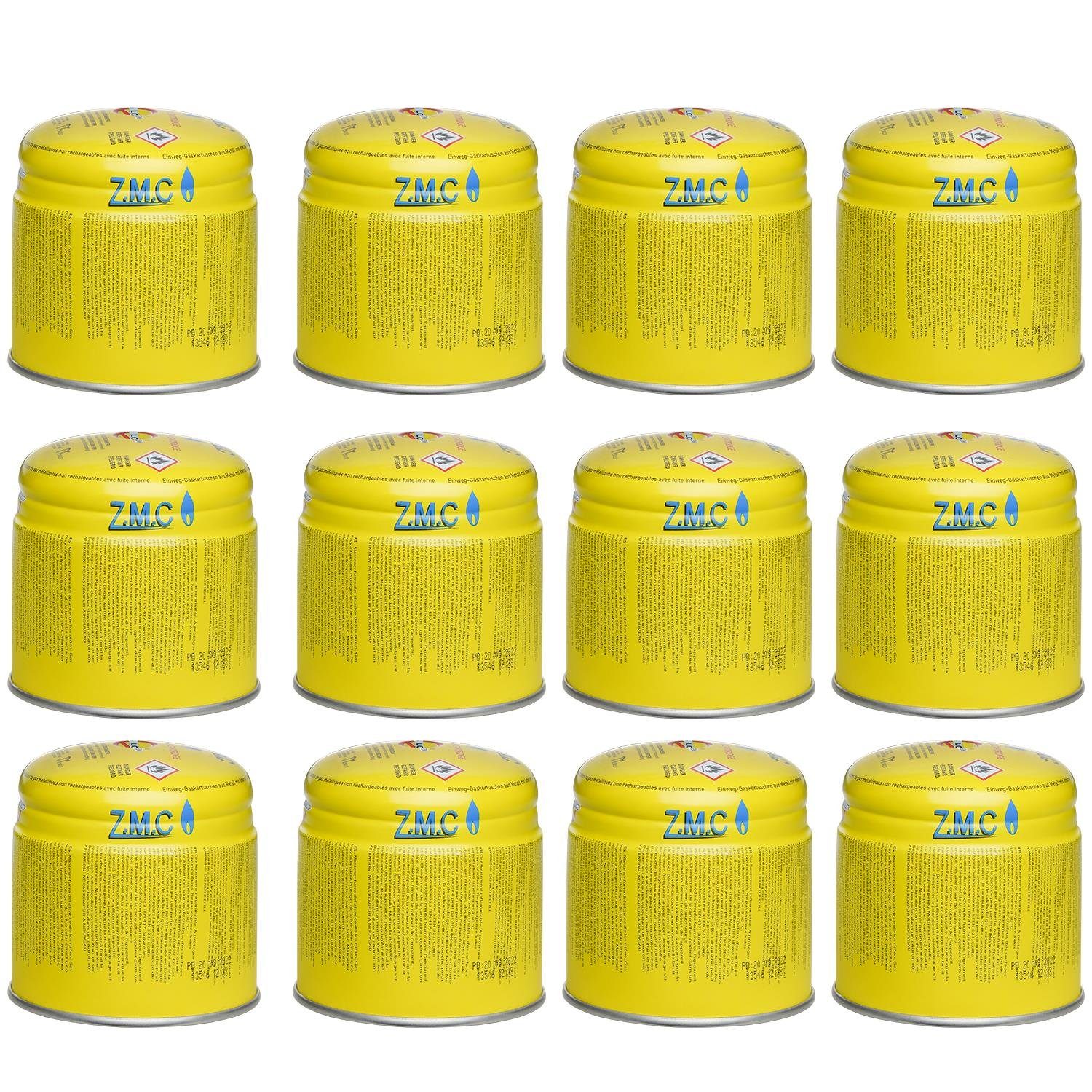ZMC Gaskartusche 12x Butan Gas Kartusche 190g Anstechkartusche Propangas Gaskartusche, Zubehör für Campingkocher/Bunsenbrenner/Campinggas Typ: C200, EN417, Gaskartuschen Stechkartusche Gaskartuschen Butangas