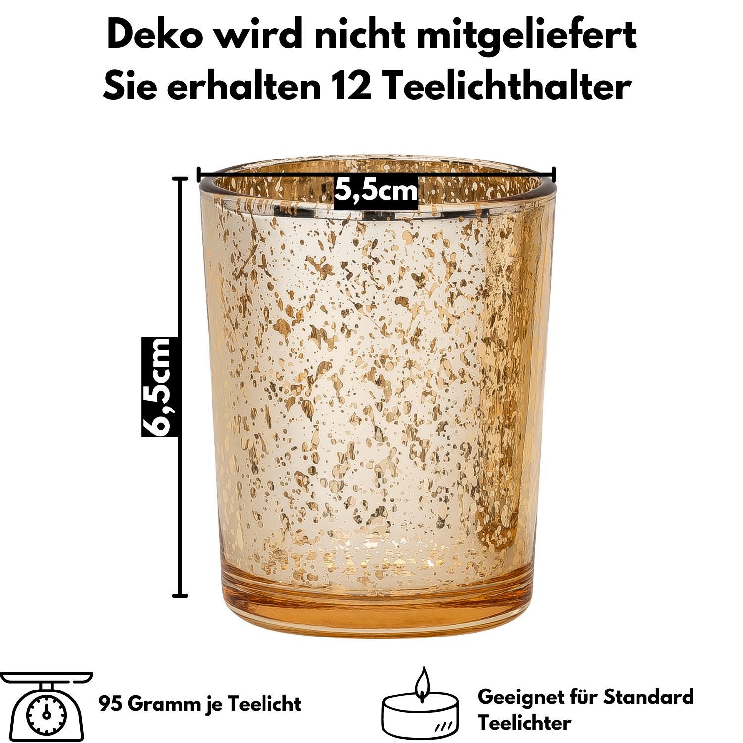 Kamelio Teelichthalter 12er Set Teelichtgläser gold Windlicht Tischdeko Wei günstig online kaufen