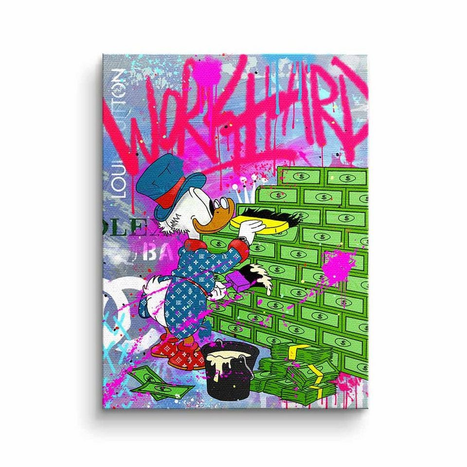 DOTCOMCANVAS® Leinwandbild, Dagobert Duck Leinwandbild Comic Pop Art Geld  Graffiti hustle
