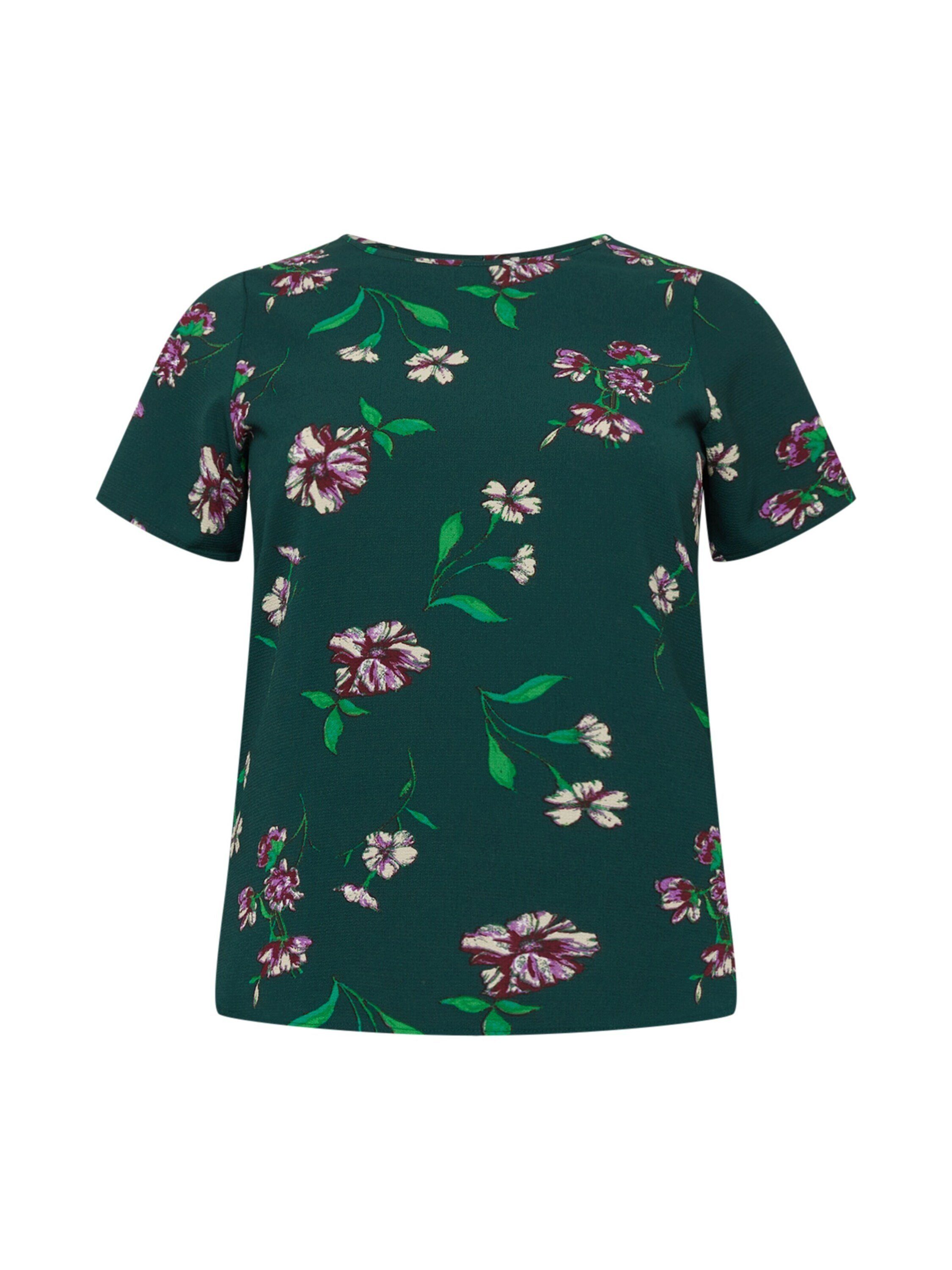 ONLY CARMAKOMA Damen Top – Kurzarm, U-Boot-Ausschnitt, Mit Knopfleiste, Allover-Print, Für Kurvige Größen 42-54