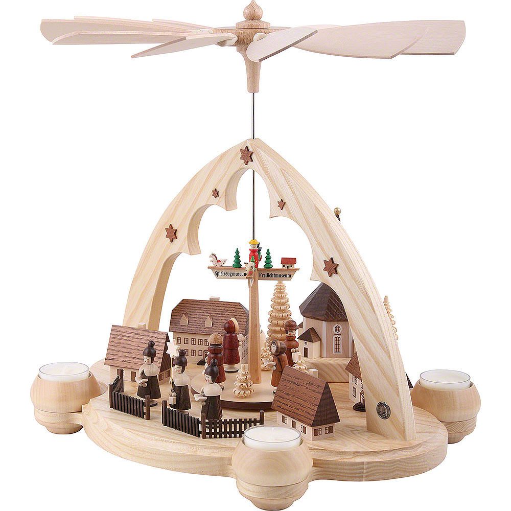Müller Kleinkunst GmbH Seiffen Weihnachtspyramide 1-stöckige Pyramide Seiffener Dorf Spitzbogen 36cm von Müller Kleinkun