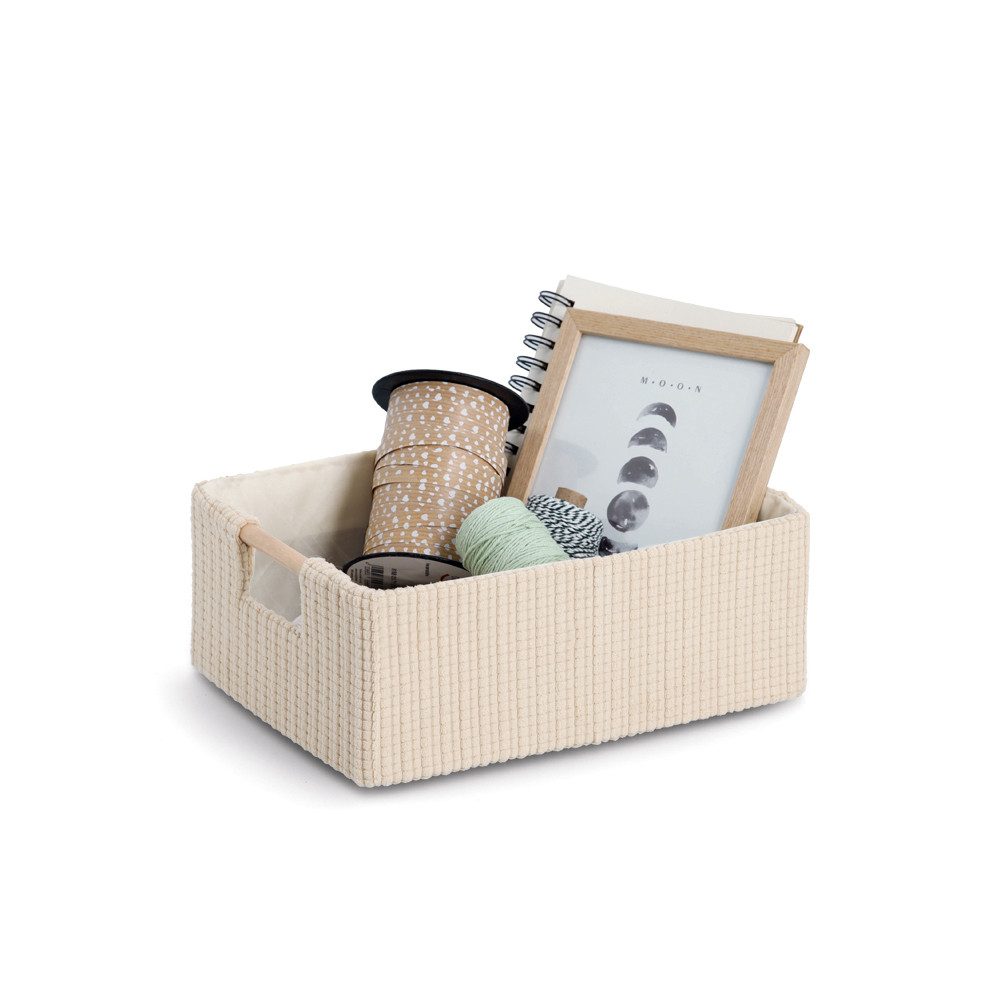 Zeller Present Aufbewahrungskorb, Baumwolle/Polyester/Holz, beige, ca. günstig online kaufen