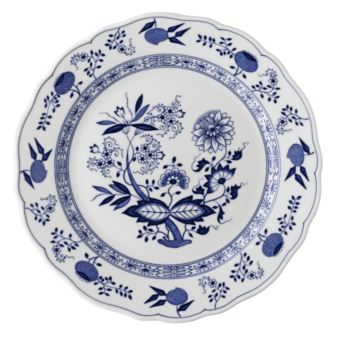 Hutschenreuther Speiseteller Blau Zwiebelmuster Speiseteller m. Fahne 27 cm, Teller Flach