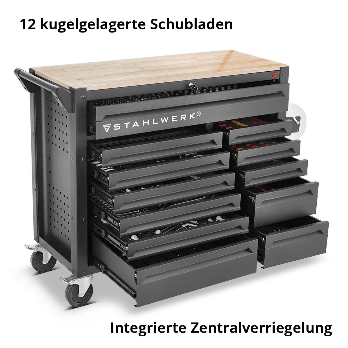 STAHLWERK Tool Trolley Workshop Trolley XXL Assembly Trolley 364 Tools CrV, (1-piece)