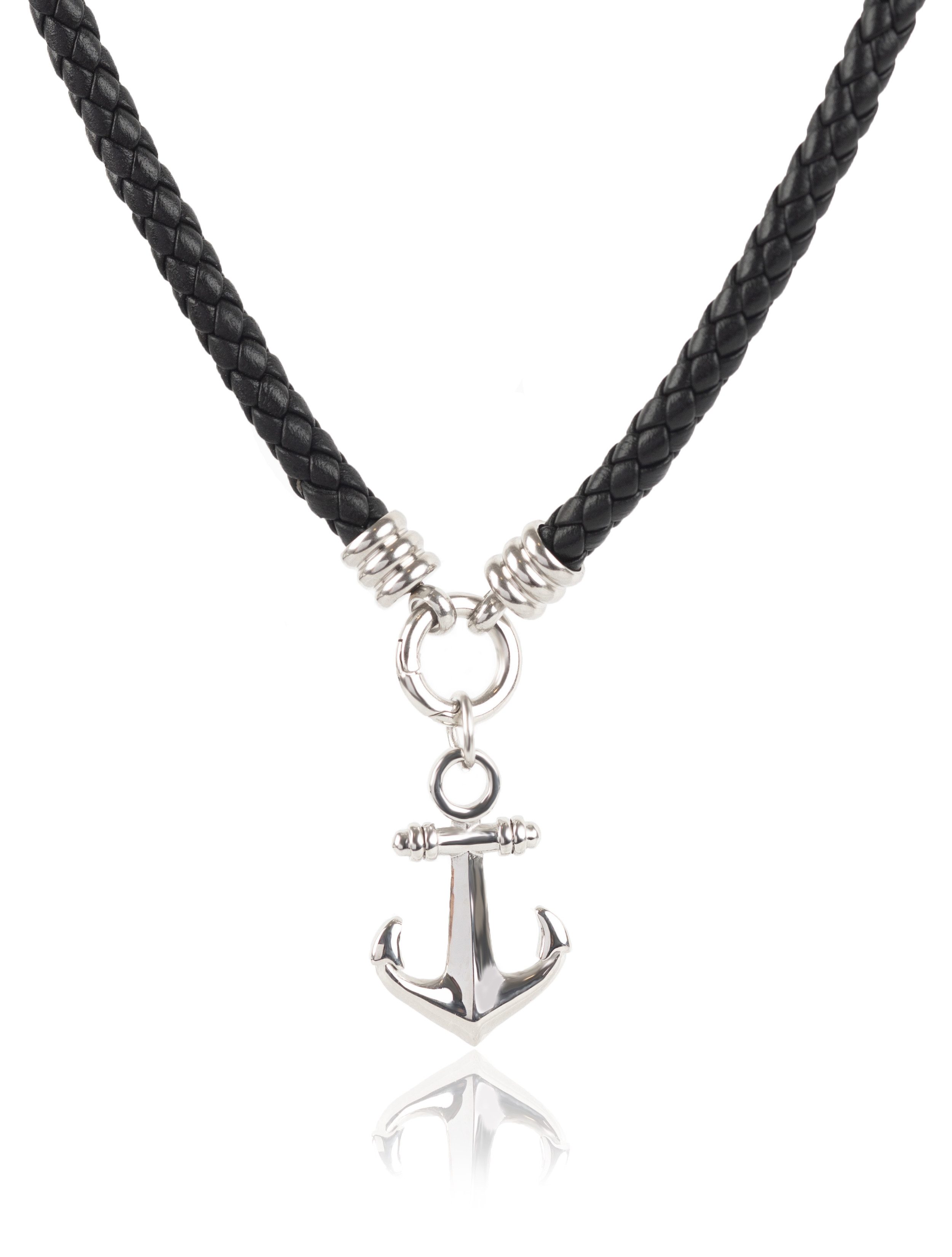 David Galvani Kette mit Anhänger Herren Lederkette mit Anker-Anhänger – Ech günstig online kaufen