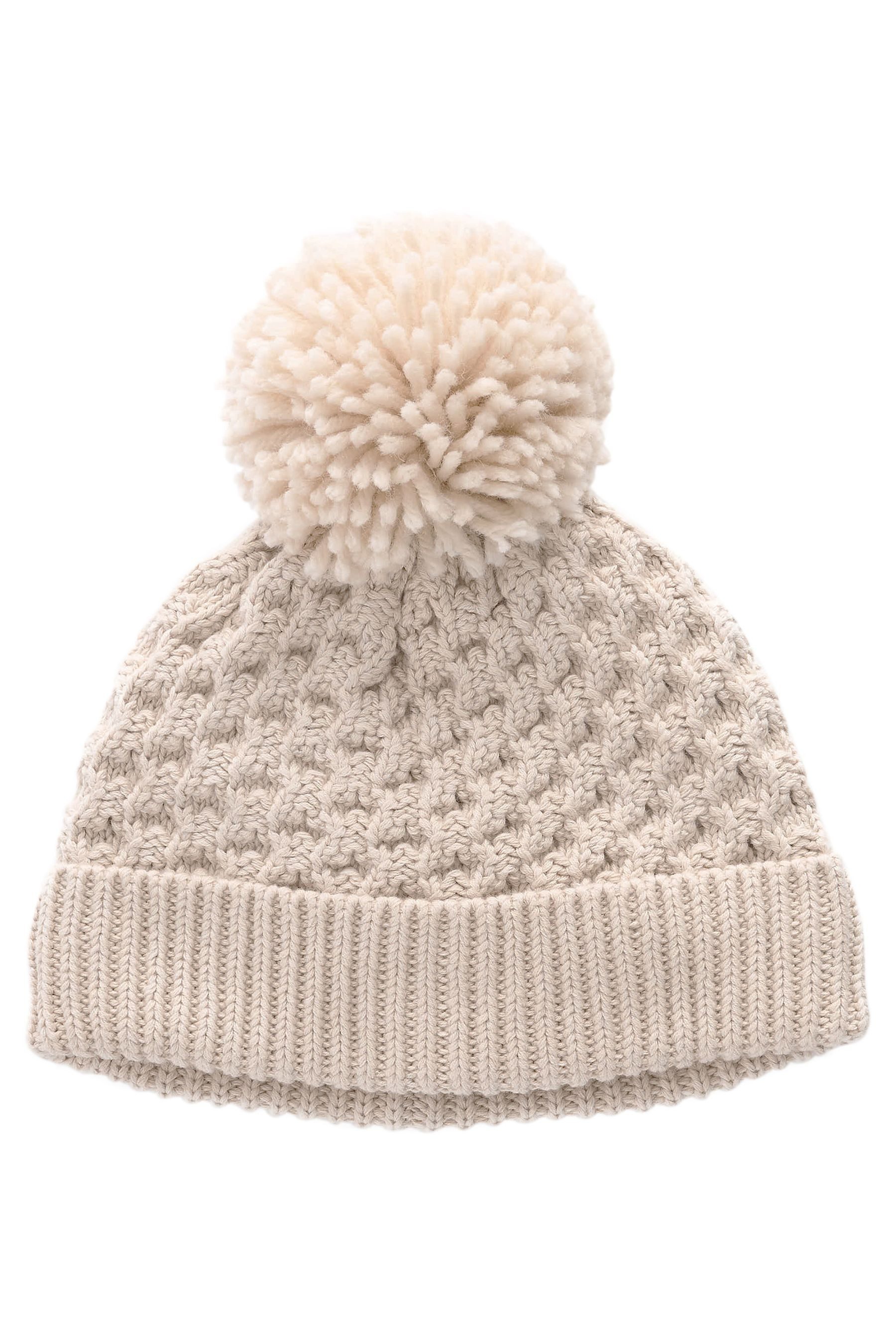 Next Erstlingsmütze Gestrickte Baby-Bommelmütze mit Waffelstruktur (1-St)