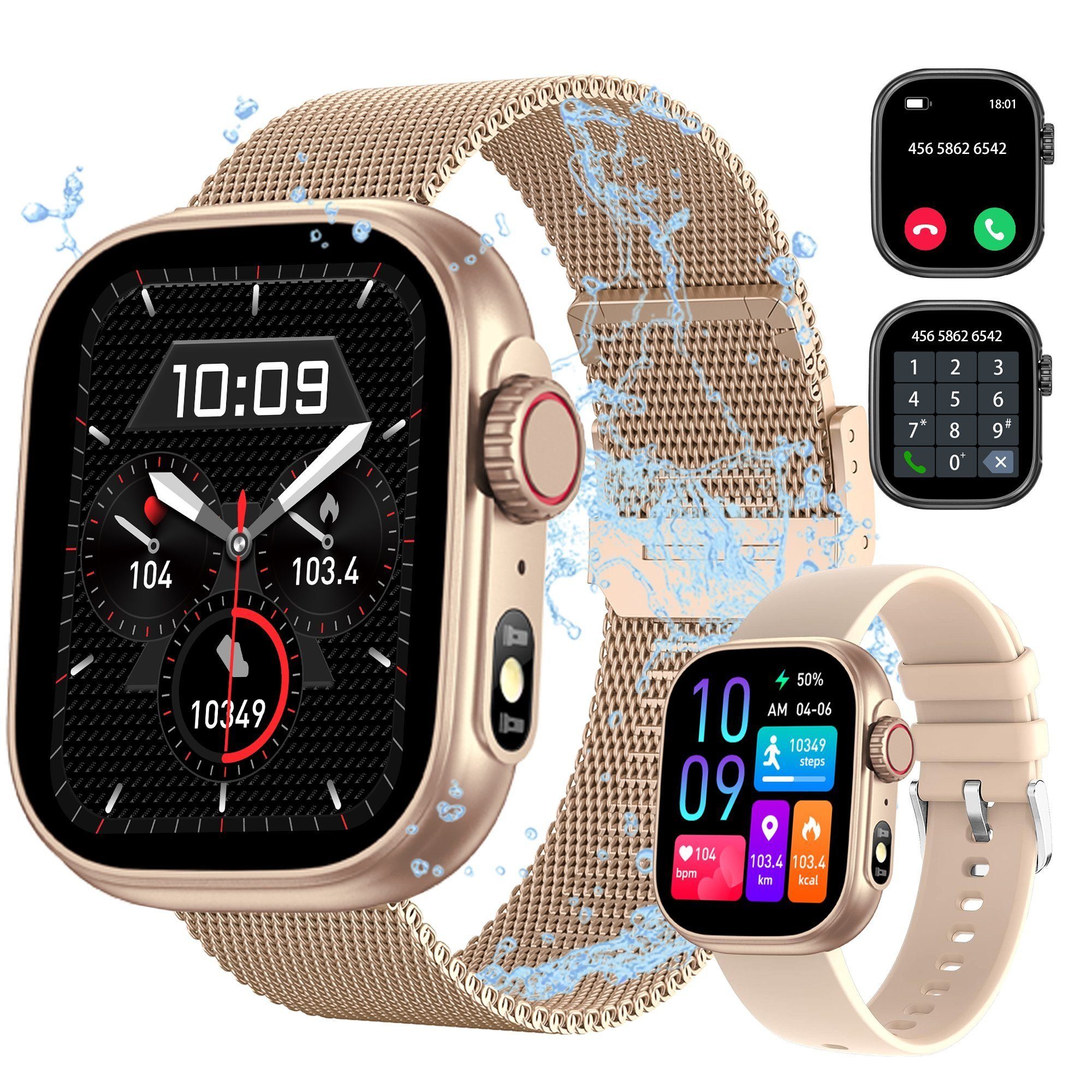 IVSO smartwatch,Fitness Tracker uhr für Damen Herren mit Telefonfunktion Smartwatch (Fitnessuhr mit Telefonfunktion 2,01" HD Voll Touchscreen Zoll, Smartwatch Fitness Tracker Uhr, IP68 Wasserdicht, Uhren Watch für Android IOS cm)