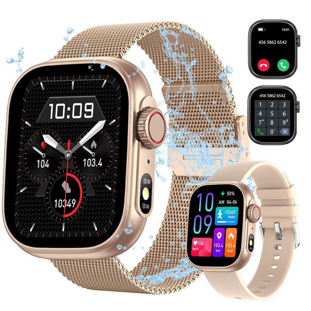 IVSO smartwatch,Fitness Tracker uhr für Damen Herren mit Telefonfunktion Smartwatch (Fitnessuhr mit Telefonfunktion 2,01