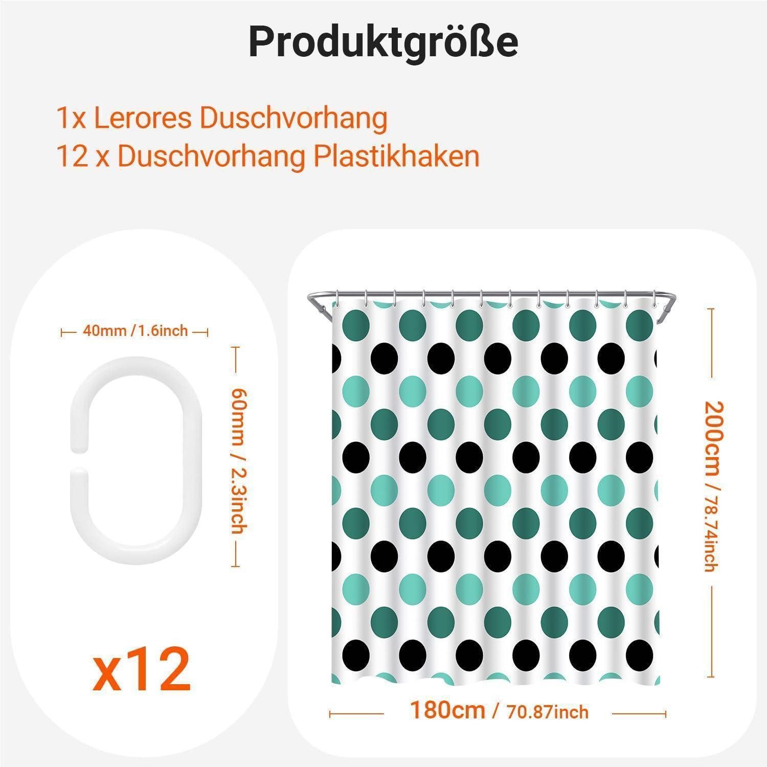 LuxusKollektion Duschvorhang Duschvorhang 180x200 Polyester Punkt Punkt H200 x B180 cm (1er Pack)