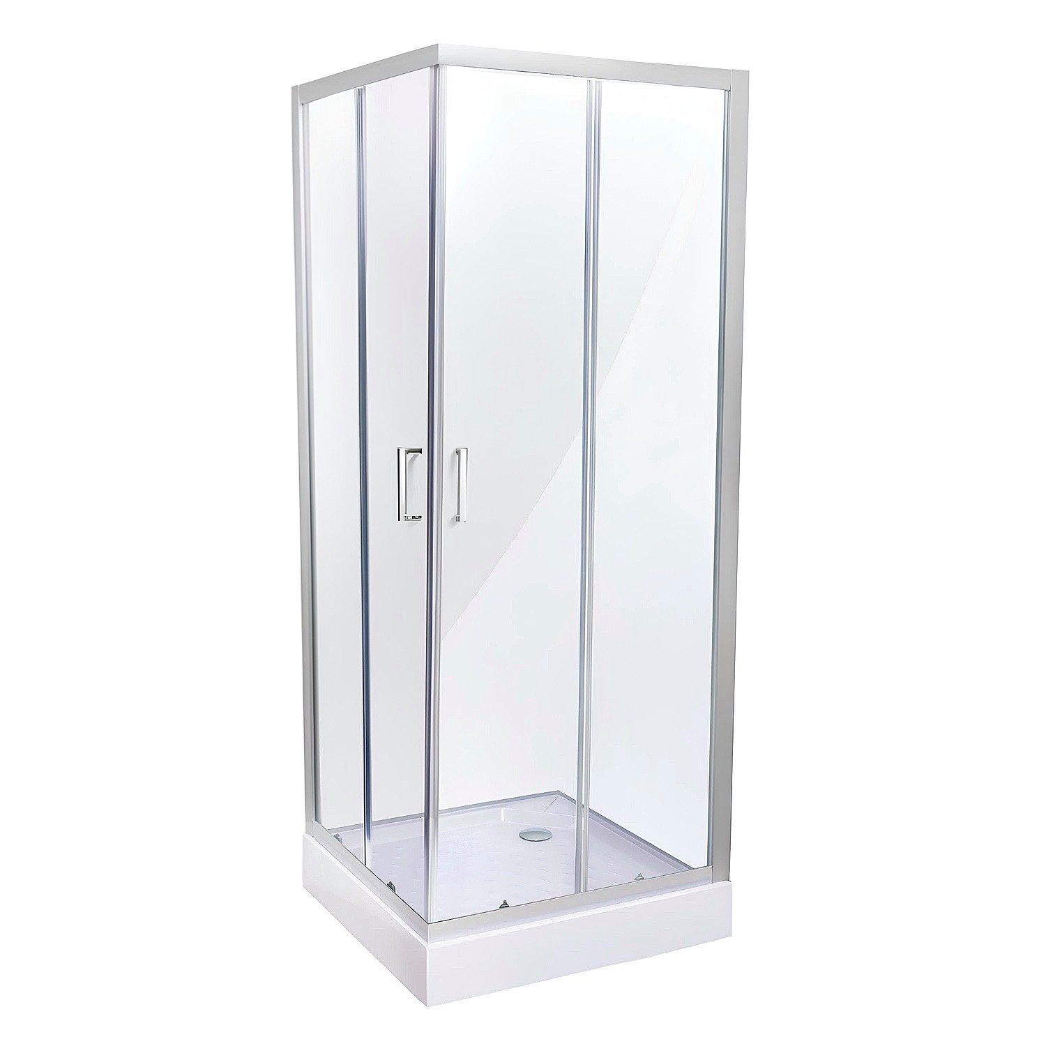 Belvit Eckdusche BV-DK3-100100, BxT: 100x100 cm, 1-tlg., Belvit Duschkabine Eckdusche mit Schiebetüren und Duschwanne