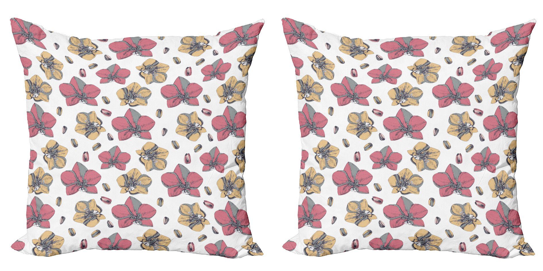Kissenbezüge Modern Accent Doppelseitiger Digitaldruck, Abakuhaus (2 Stück), Blumen Weiche Orchideen-Blüten und Knospen