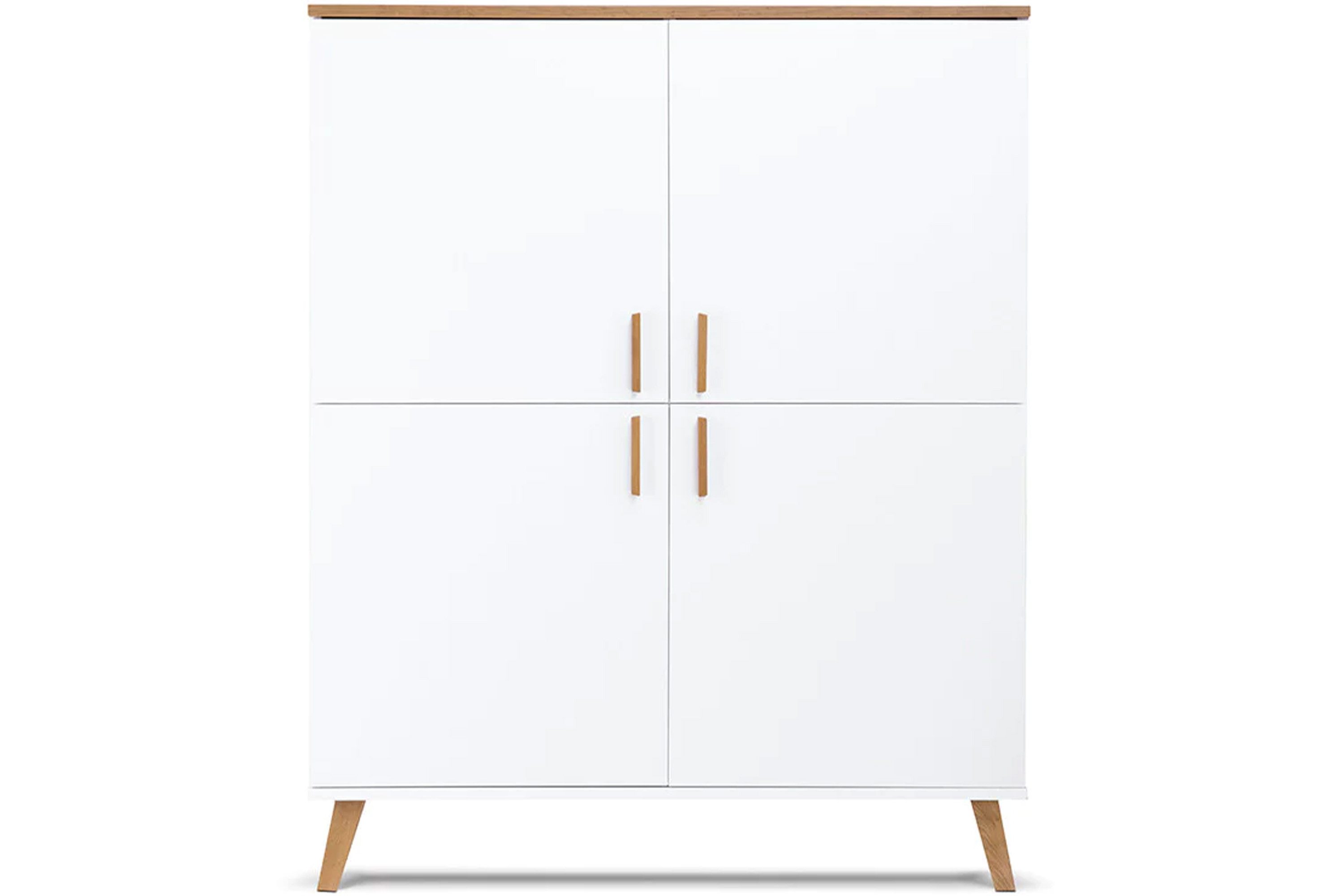 KONSIMO® Highboard FRISK Türkommode Hochkommode, 6 Einlegeböden, 4 Türen, Skandinavischer Stil
