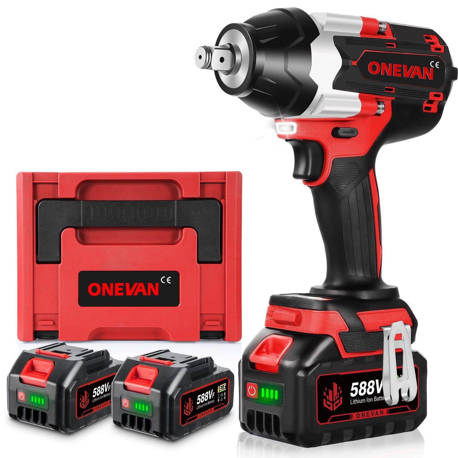 ONEVAN Akku-Schlagschrauber 1800N.m 1/2 Zoll Bürstenloser Elektro Schlagsch günstig online kaufen