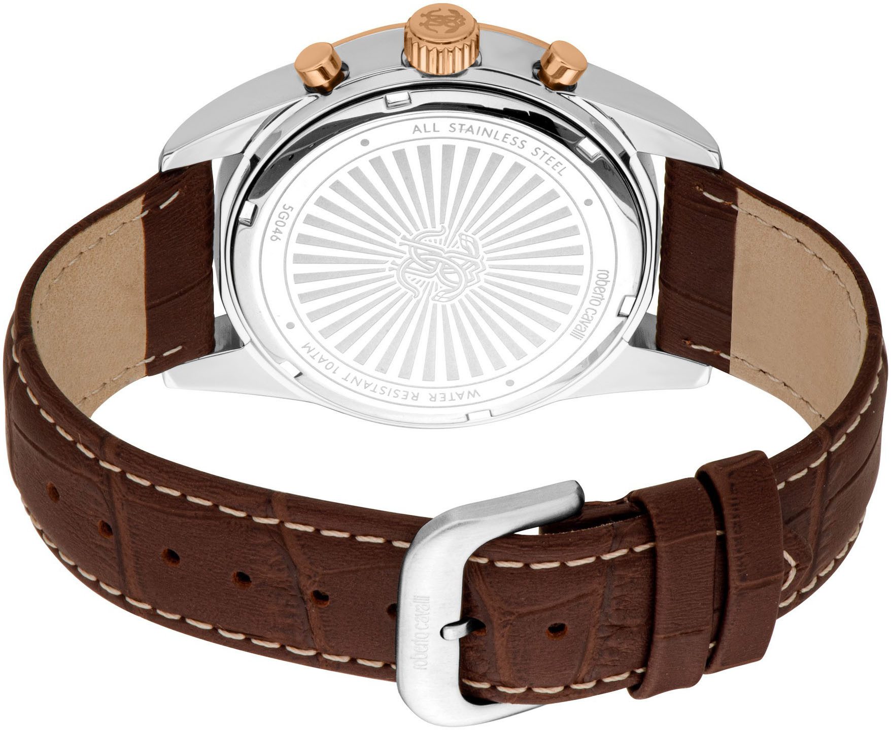 roberto cavalli Chronograph Uomo Chrono RC5G046L1035, Quarzuhr, Armbanduhr, Herrenuhr, Lederarmband, analog, Tag