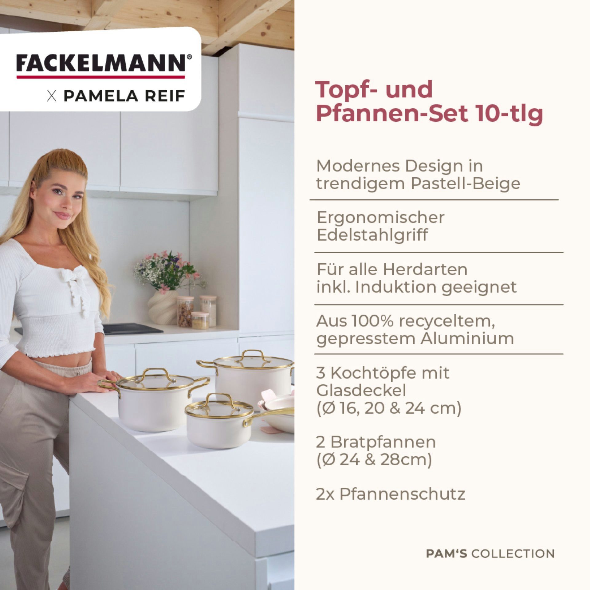 FACKELMANN Topf-Set Topf- und Pfannen-Set, Kochgeschirr, Aluminium, Keramikbeschichtung