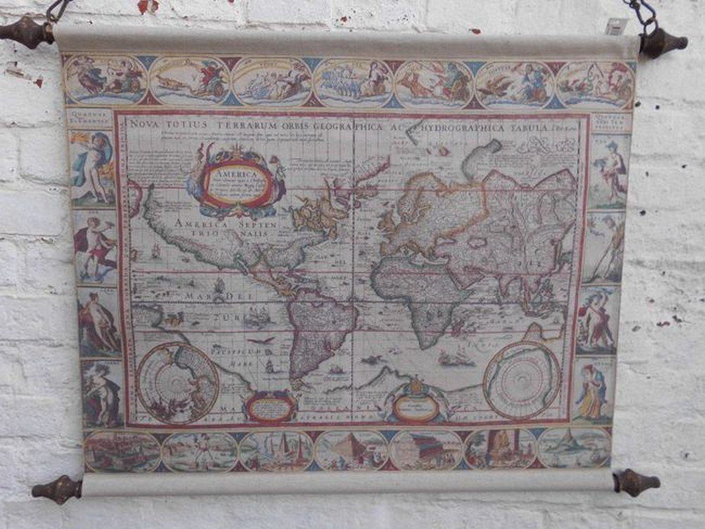x Kopie 95 Weltmeeren. cm mit Leinwand St) 70 Weltkarte Historische (1 Wanddekoobjekt auf Deko-Impression