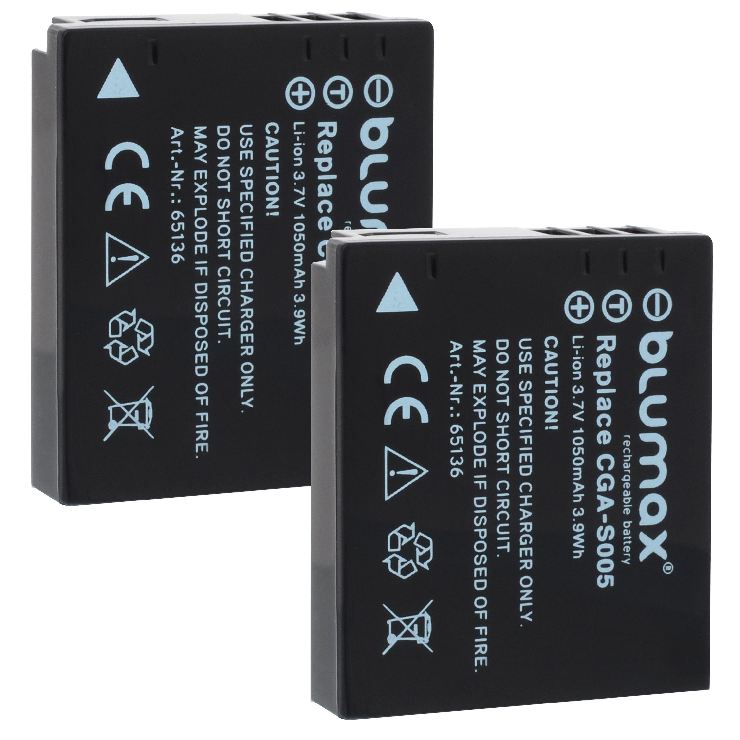 Blumax 2x CGA-S005 DMC-LX2, LX9 CGA-S005E/1B 1050 mAh Kamera-Akku