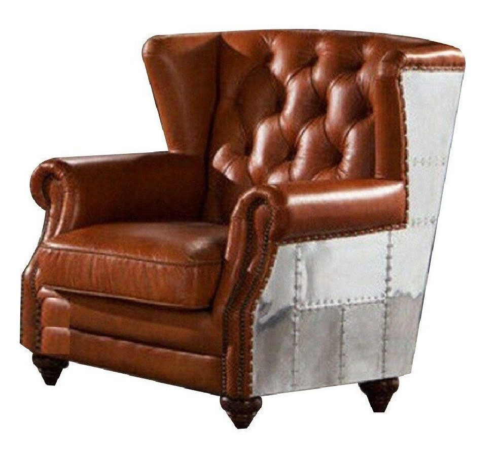 Xlmoebel Ohrensessel Ohrensessel aus echtem Vintage-Zigarrenleder: Gemütlicher (Ohrensessel), Hergestellt in Europa