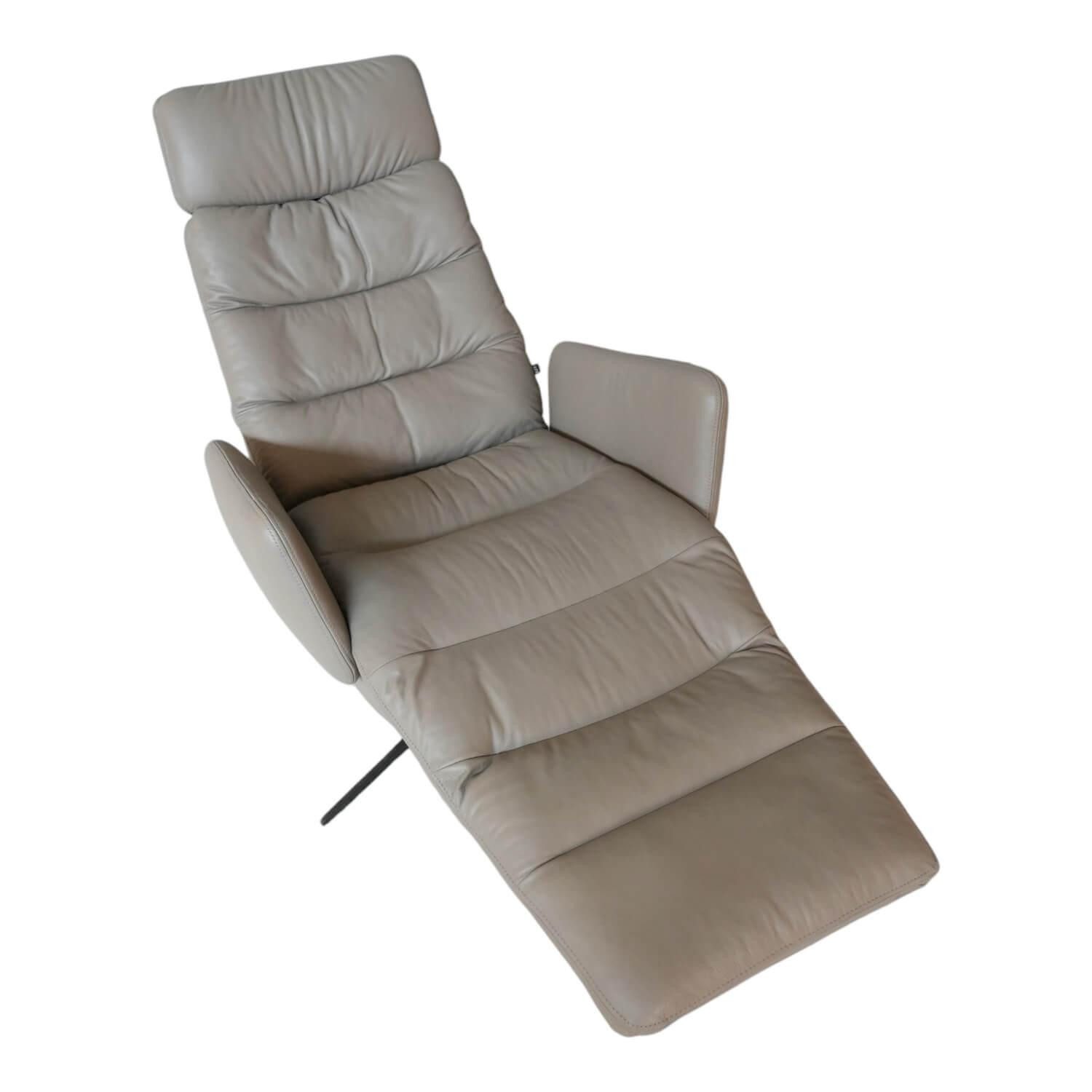 KFF Relaxsessel Sessel Arva E Lounge Leder Sauvage Schlammgrau 8103 Grau 5 Fuß