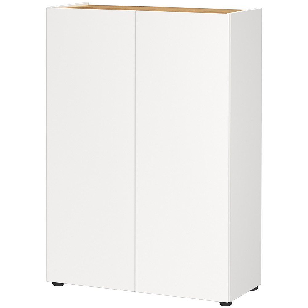 Lomadox Schuhschrank ABURI-01 in weiß Eiche, grifflos, 74cm breit, 2-türig