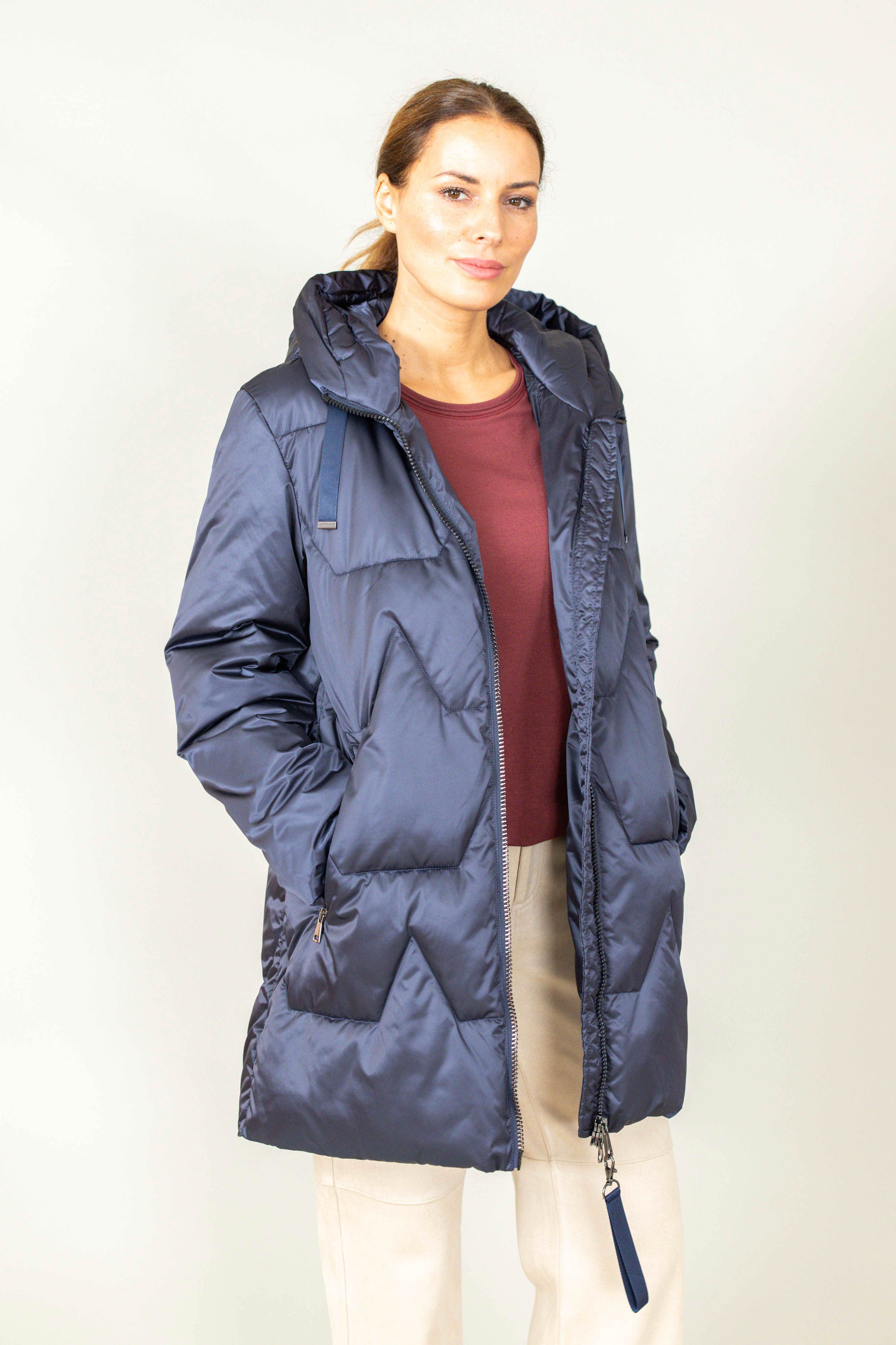 WEGA Green Goose Langjacke Zackenstepp-Longjacke "Winter-Satin recycled"