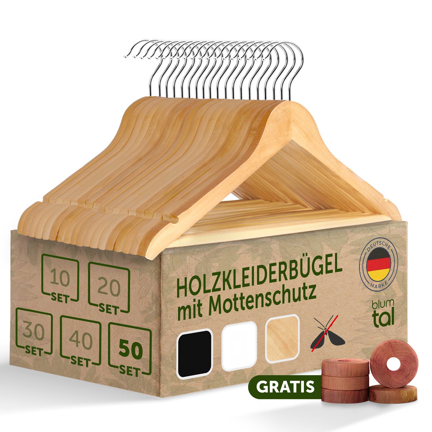 Blumtal Kleiderbügel Kleiderbügel Holz mit 360° günstig online kaufen