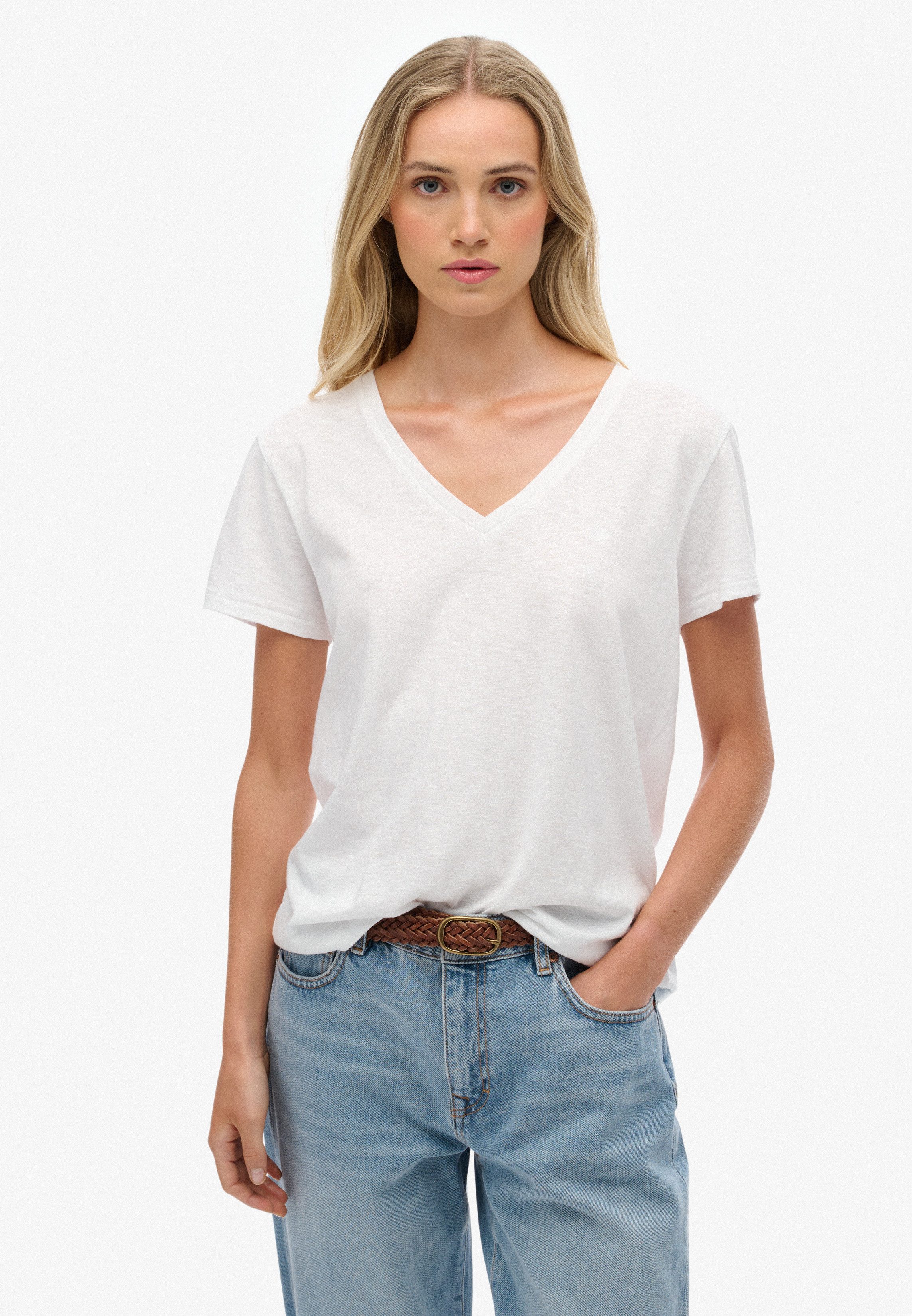 Superdry T-Shirt STUDIOS SLUB EMB VEE günstig online kaufen