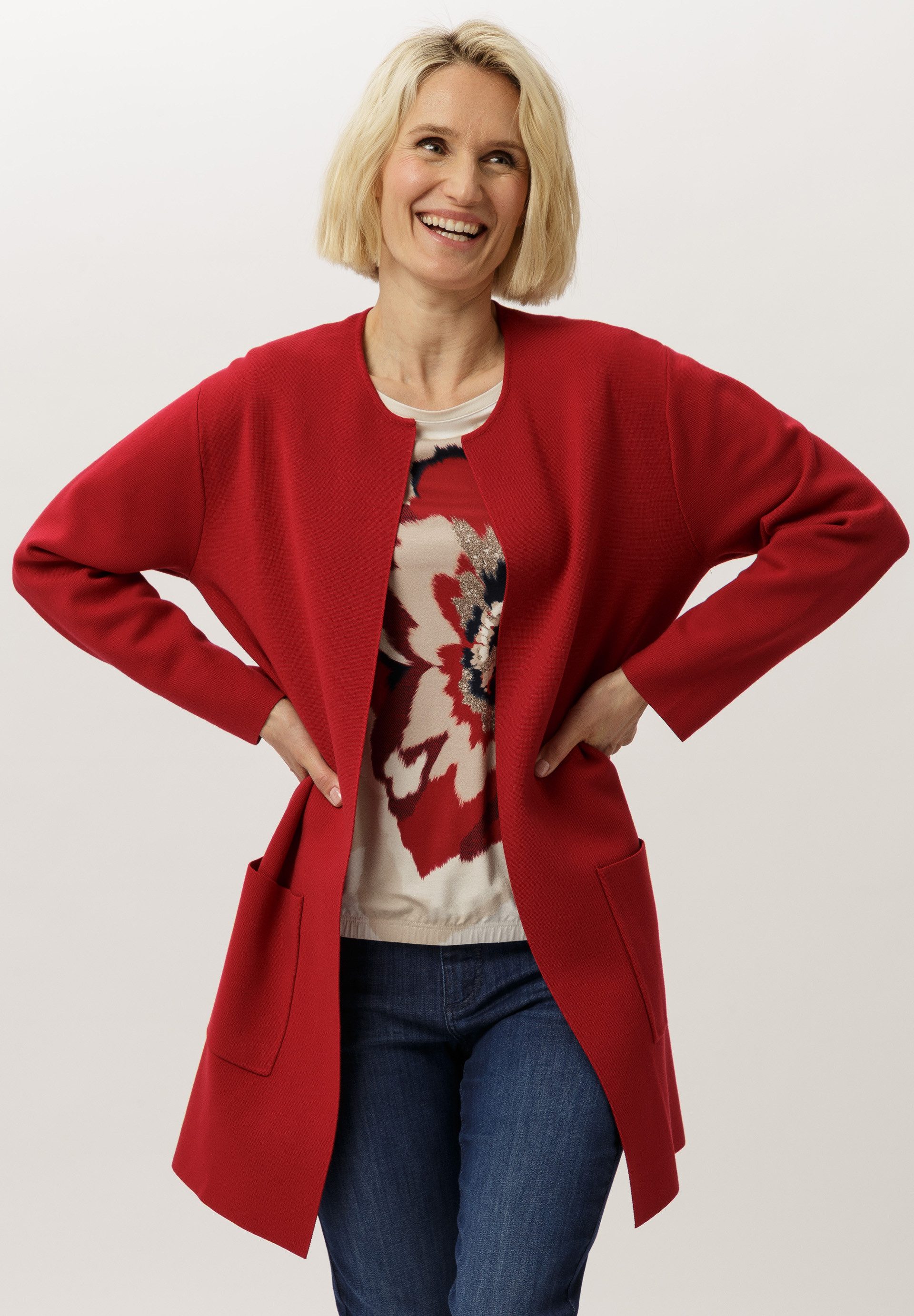 FRANK WALDER Longstrickjacke mit offenen Kanten günstig online kaufen