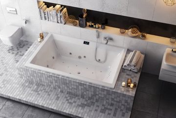 SPAVIDA® Whirlpool-Badewanne Crown Whirlsystem Champagner 190x120cm 26 Düsen, Super FLAT Champagner Luftdüsen, 3 Chromotherapie Programme, 8 verschiedene PROwellness Massageprogramme