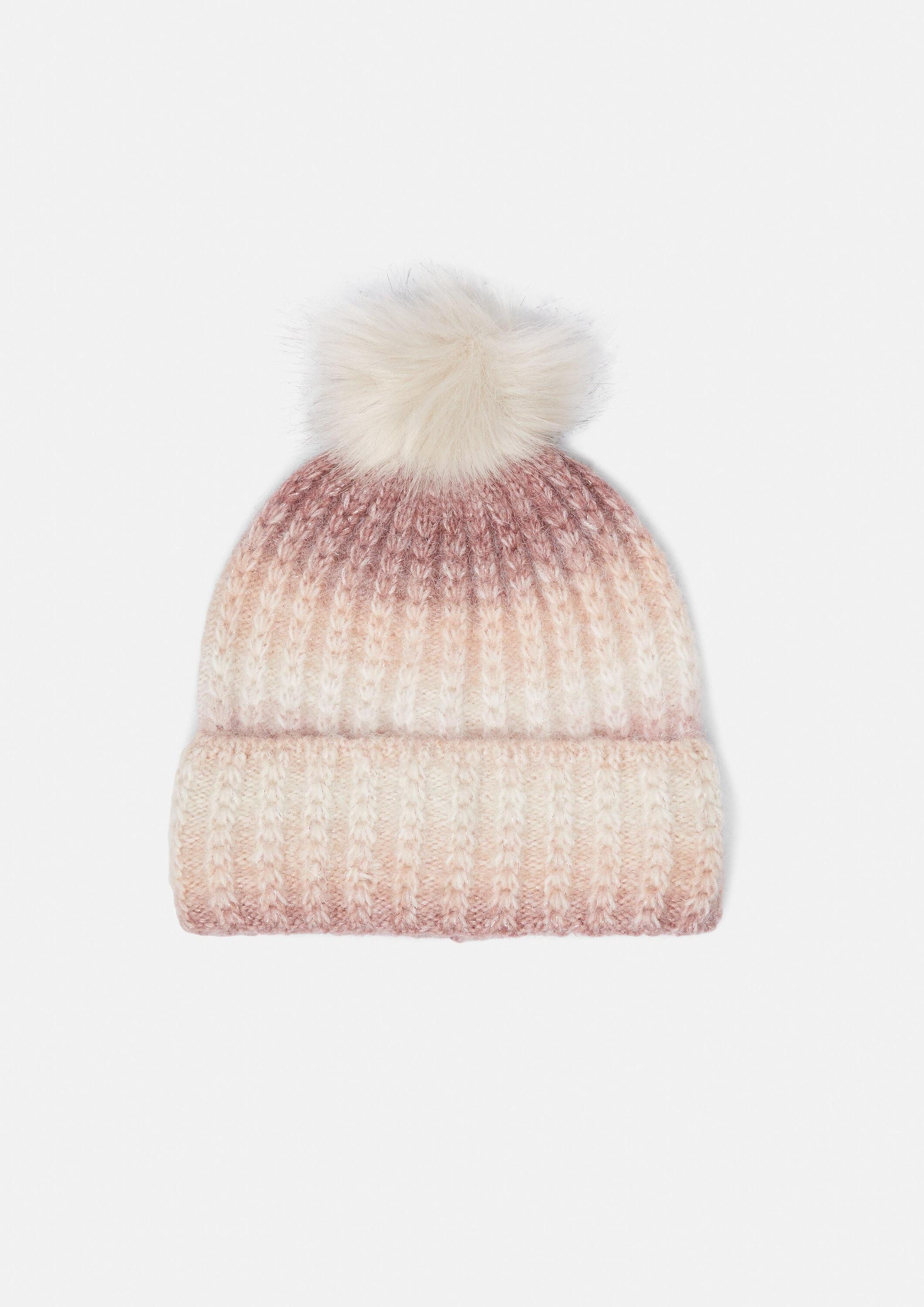 comma Strickmütze Mütze Mütze mit Bommel und Glitzergarn