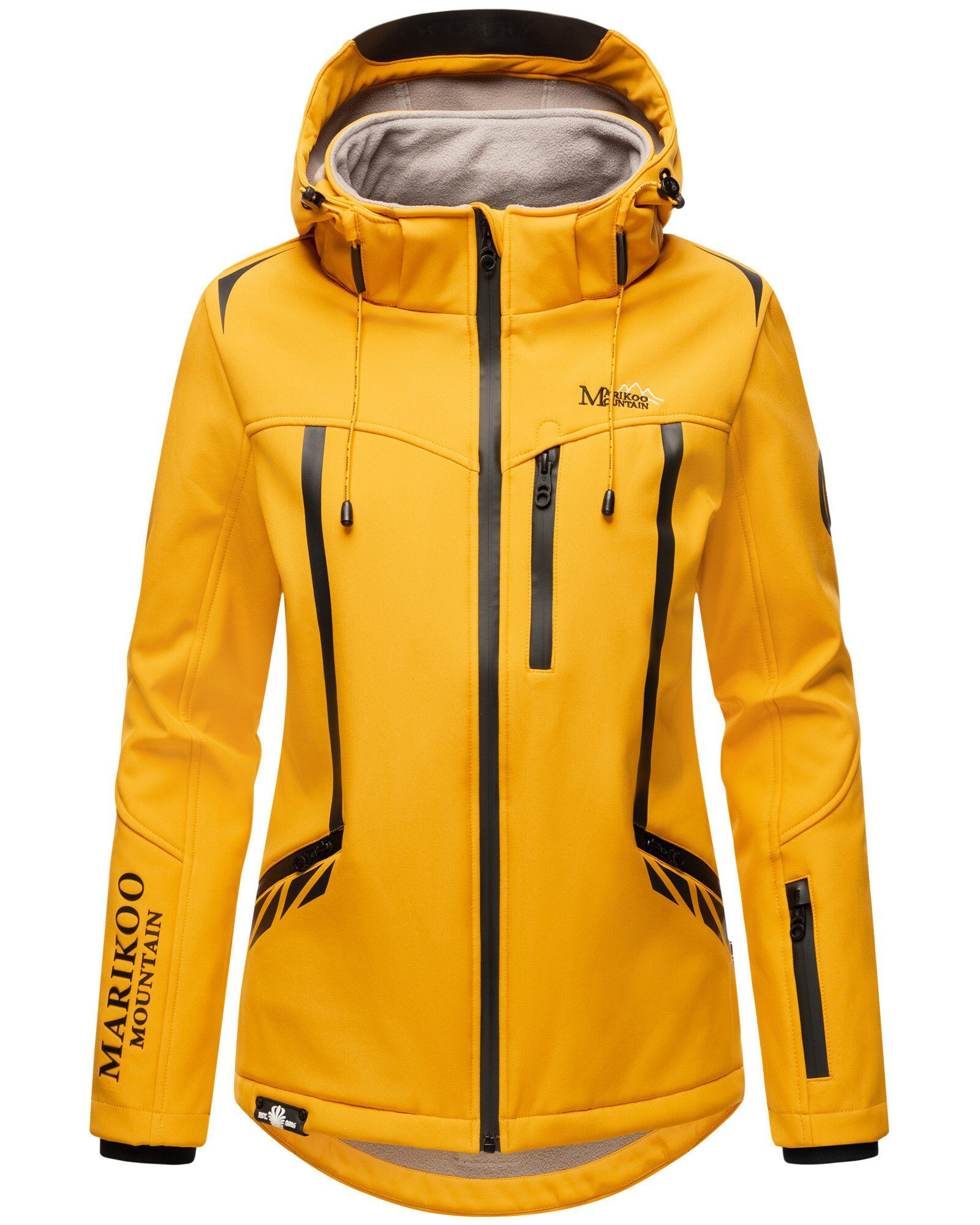 mit Kapuze Yellow Mount-Cho-Oyu Softshelljacke Marikoo Amber abnehmbarer