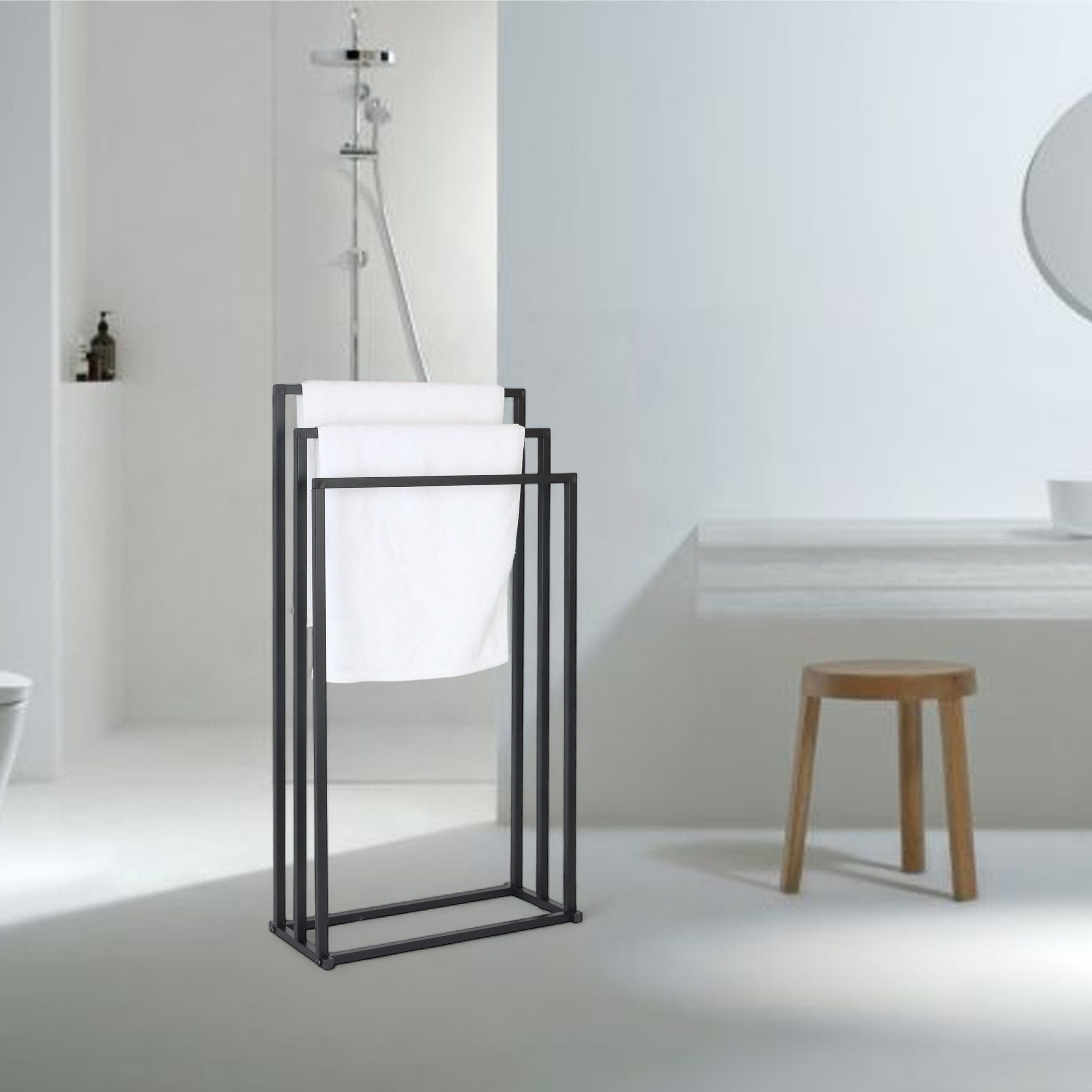 relaxdays Handtuchständer 3 Stangen Metall, schwarz günstig online kaufen