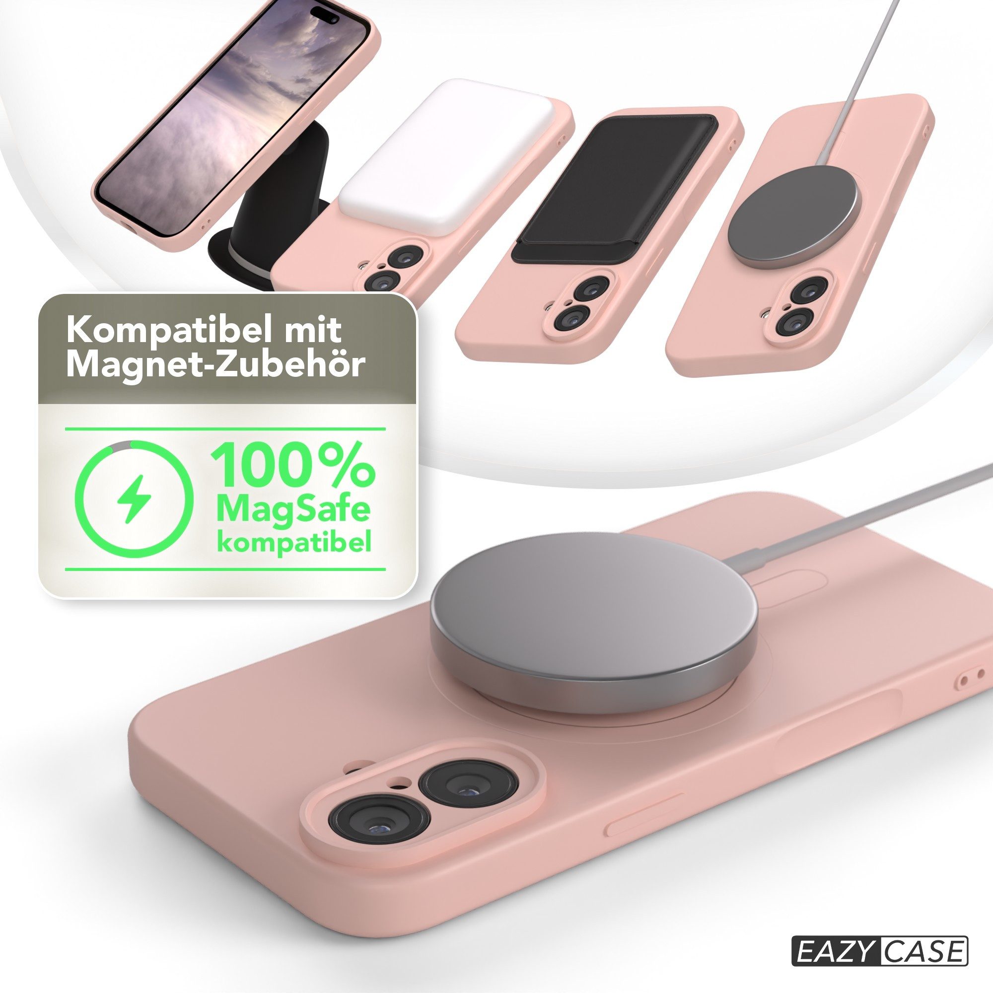 EAZY CASE Handyhülle für Apple iPhone 17 Hülle Silikon 6,3 Zoll, MagSafe Schutzhülle Silikoncover mit Kameraschutz Rosa / Altrosa – Bild 5 von 5