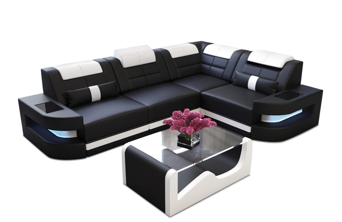 Sofa Dreams Ecksofa Como L Form Leder, Couch, mit LED, wahlweise mit Bettfu günstig online kaufen