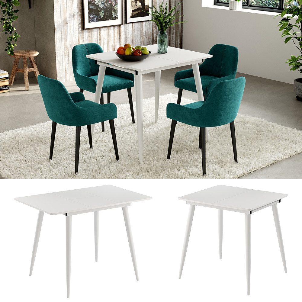 Vicco Esstisch Beaver, Weiß, 80-110 x 70 cm ausziehbar (1-St)