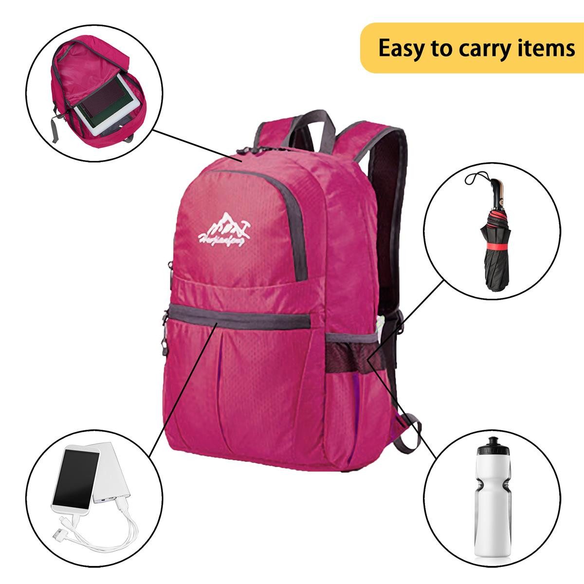 Intirilife Tagesrucksack (Faltbarer Rucksack Ultraleicht in Pink, 1-tlg), 36L Unisex Wanderrucksack Wasserdicht