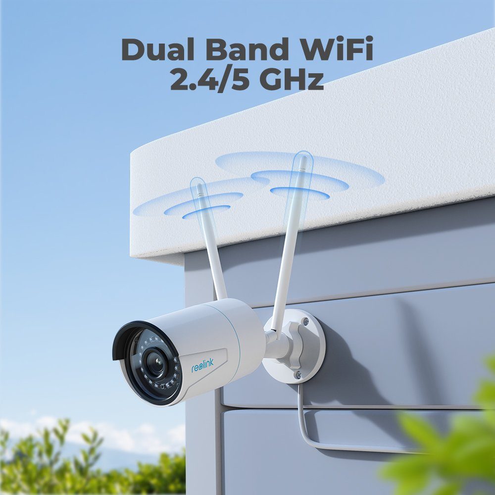 Reolink Überwachungskamera 510WA 5MP HD 2,4/5GHz WLAN IP (1-tlg., mit Audio für Aussen, 30m IR Nachtsicht, 256GB SD Kartenslot, Smarte Bewegungserkennung, Fernzugriff)