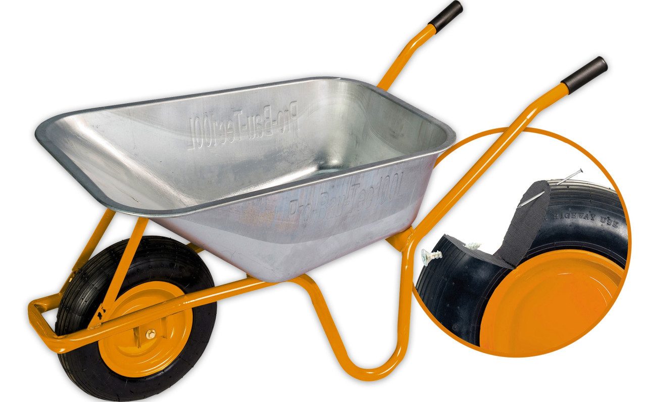 Pro-Bau-Tec Schubkarre pro-bau-tec Bauschubkarre mit PU-Rad 100 l