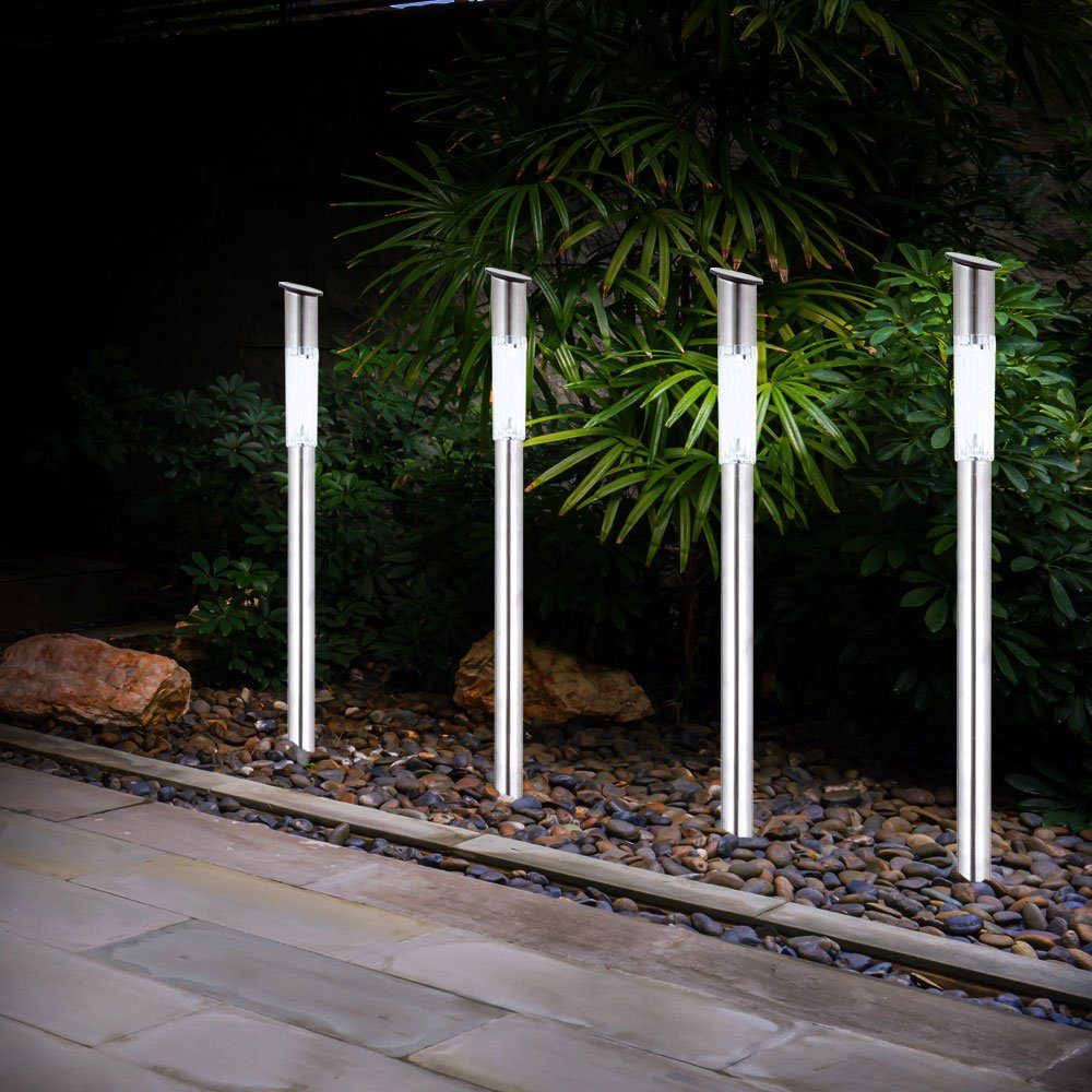 GLOBO LIGHTING LED Gartenleuchte, LED-Leuchtmittel fest verbaut, Warmweiß, 4er Set Außenlampen Garten Solar LED Leuchten Steckleuchten