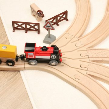 Kreative Feder Spielzeugeisenbahn-Schiene Weiche mit 5 Fahrspuren - Erweiterung für Holz-Eisenbahnen, (1-tlg), aus Bio-Kunststoff; kompatibel mit Eichhorn, Brio, Haba, Thomas,...