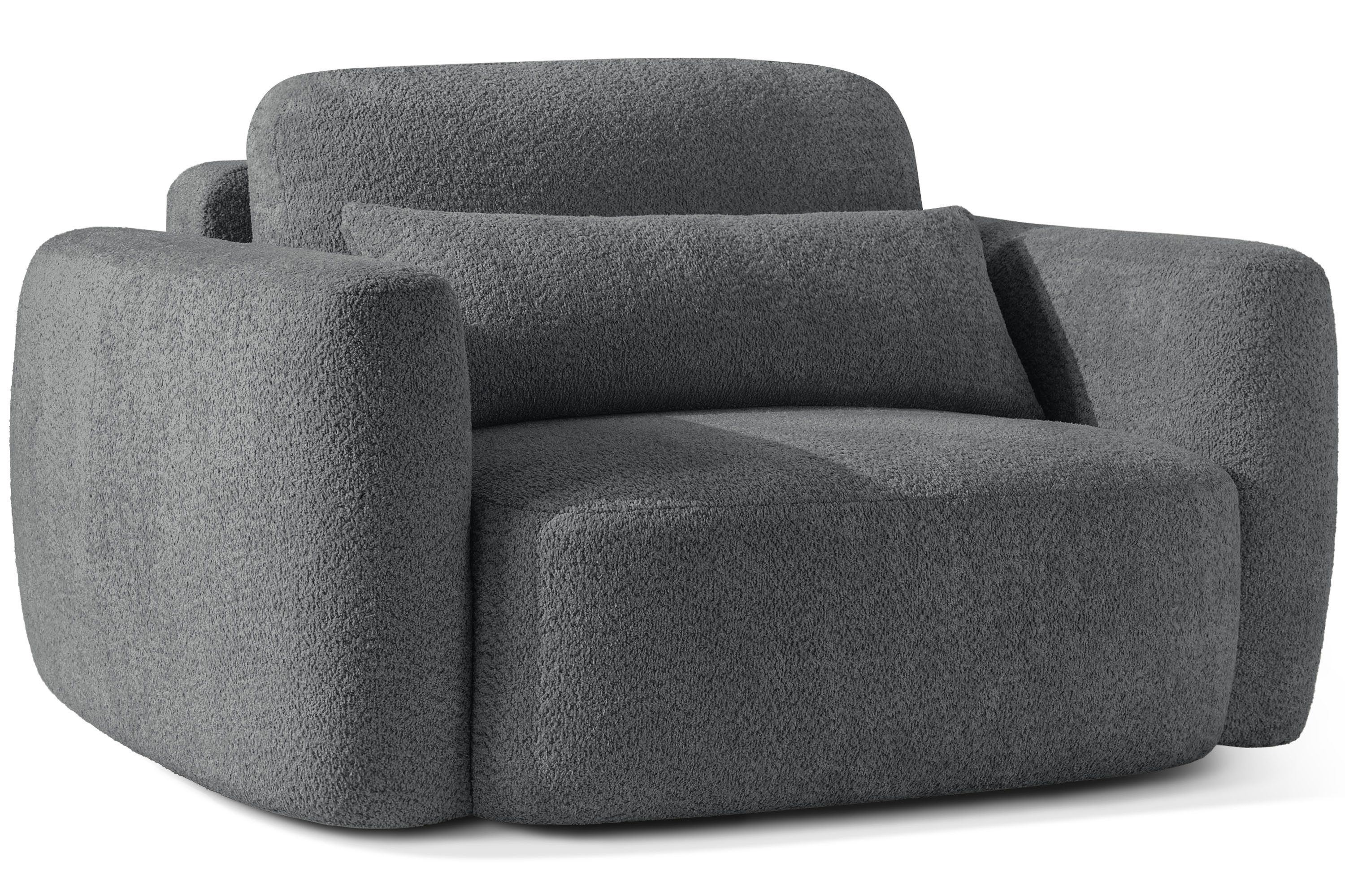KONSIMO® Sessel ELOSA Einzelsessel 1,5 Sitzer, Japandi, Premiumqualität aus EU (sehr große Sitzfläche – bis zu 95 cm Sitzbreite), mit Lendenkissen, handgefertigt, organische Form
