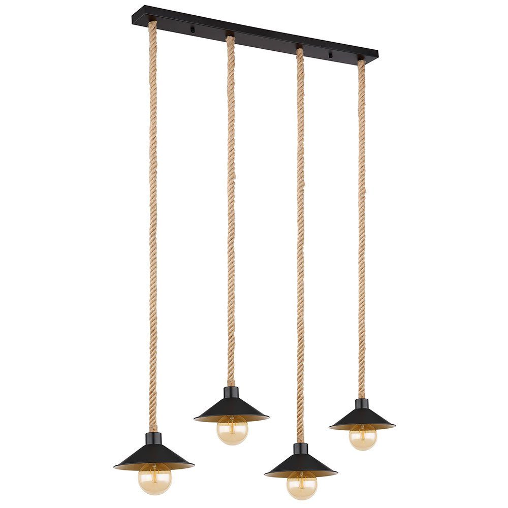 GLOBO LIGHTING Pendelleuchte, Leuchtmittel nicht inklusive, Hängeleuchte Pendellampe Hanfseil Seillampe Pendelleuchte gold schwarz