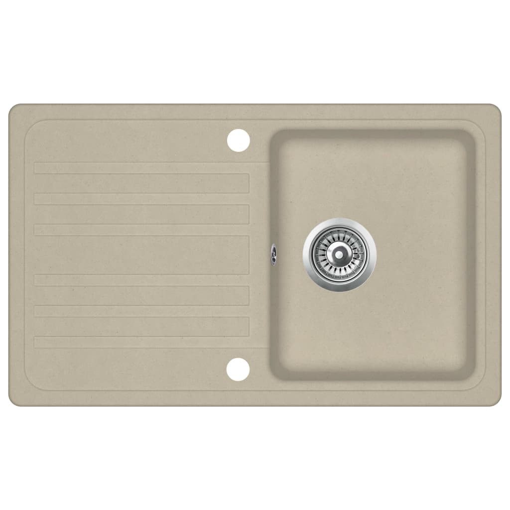 vidaXL Küchenspüle Küche Spülbecken Granitspüle Einzelbecken Beige, 76/46 cm