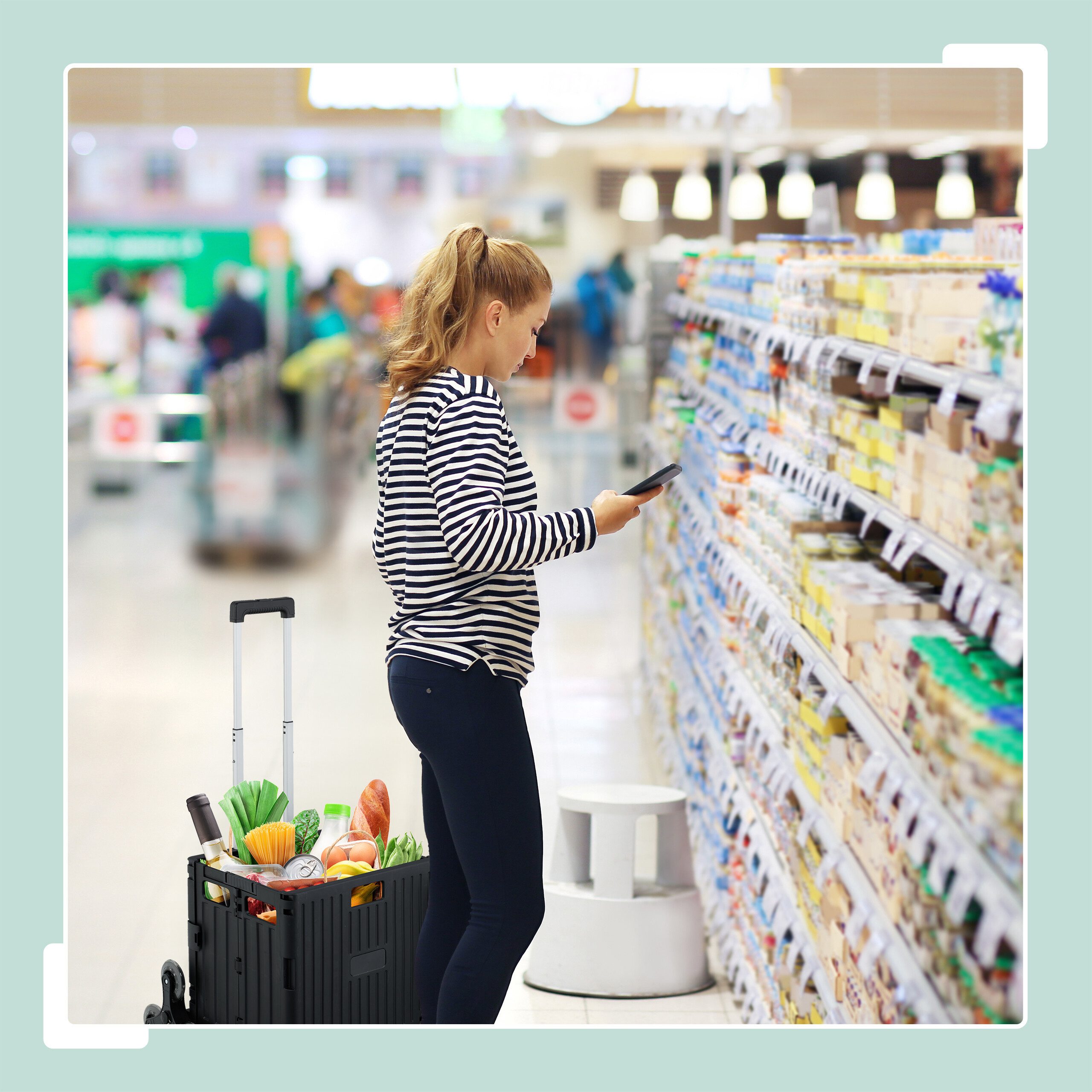 relaxdays Einkaufstrolley klappbar + Deckel 8 Rad, schwarz günstig online kaufen