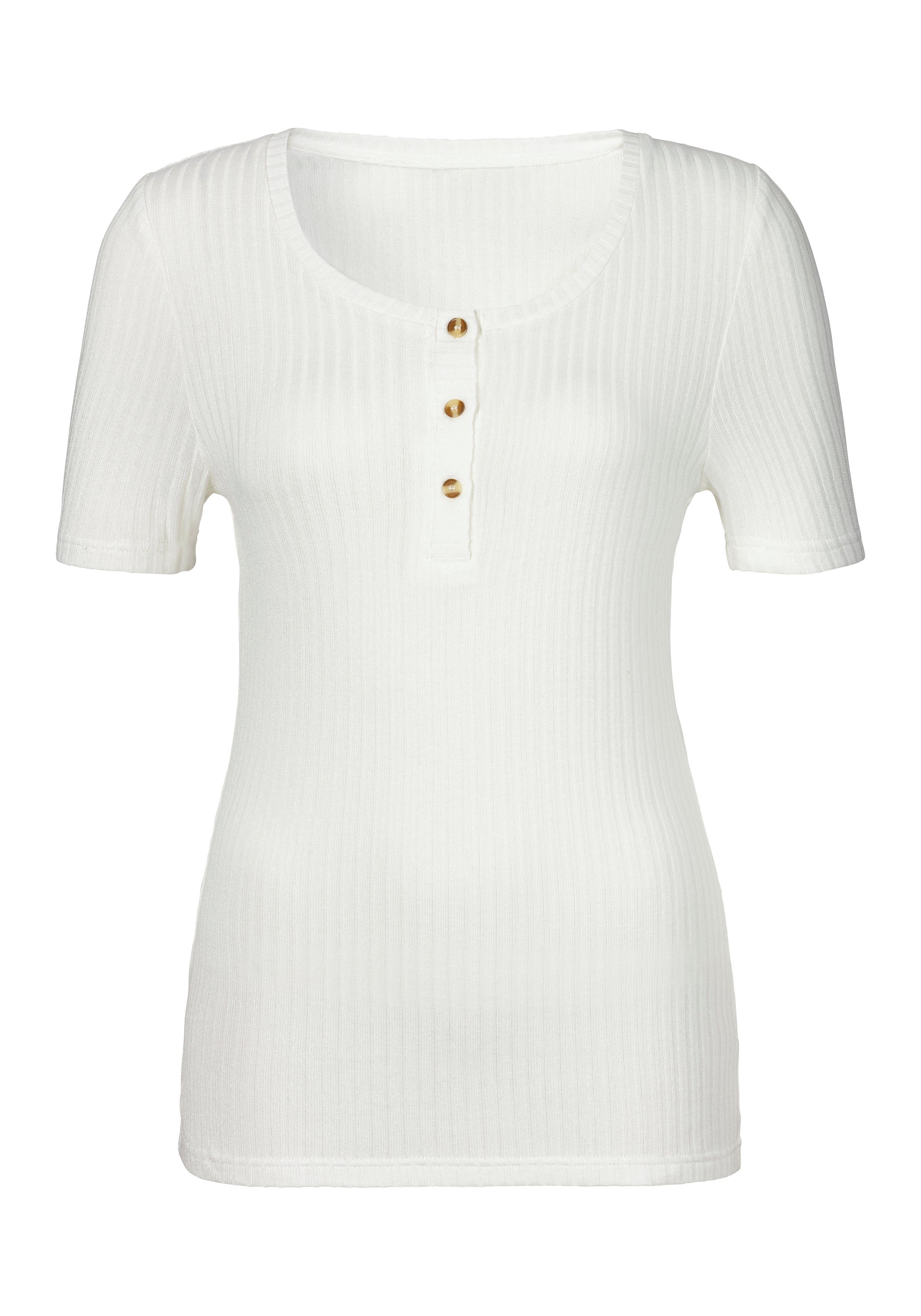 LASCANA Kurzarmshirt aus elastischem Viskose Rippstrick – Bild 2 von 5