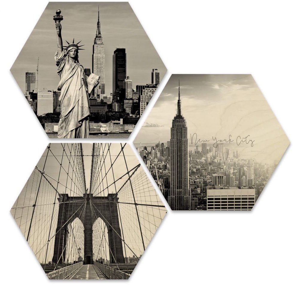 Collage, 3 Bilder New York St) Impression Mehrteilige (Set, Wall-Art